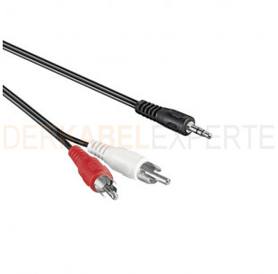 Audio Kabel, 3.5mm Jack - 2x Cinch, Schwarz, 2m