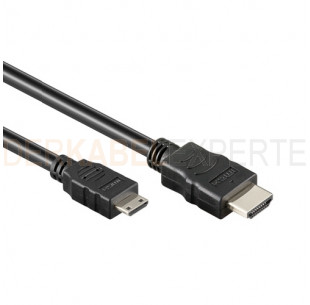 Mini HDMI 1.4 Kabel, Schwarz, 2m