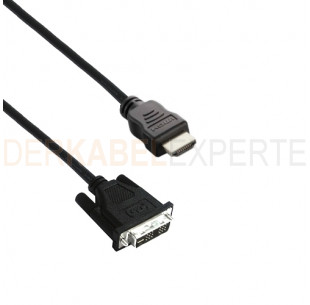 HDMI - DVI Kabel, Singlelink (18+1), Schwarz, 2m
