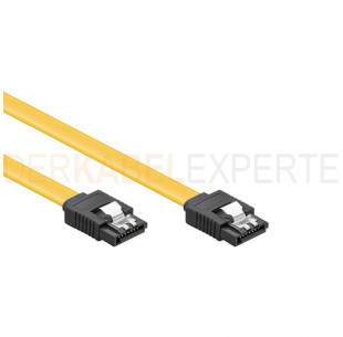 SATA Kabel, 7-pin + Clip, Gelb, 0.5m