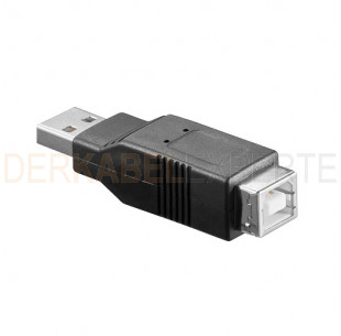 USB 2.0 Adapter, USB-A buchse - USB-B stecker, Schwarz