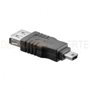 USB 2.0 Adapter, USB-A buchse - USB-miniB5 stecker, Schwarz