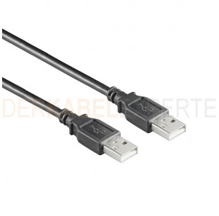 USB 2.0 Kabel, A - A, Schwarz, 2m