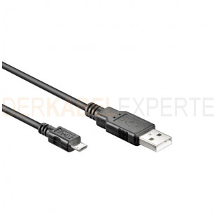 USB 2.0 Kabel, A - microB, Schwarz, 1m