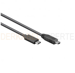 USB 2.0 Kabel, C - Mini-B stecker, Schwarz, 1m