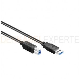 USB 3.0 Kabel, A - B, Schwarz, 3m