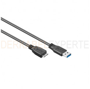 USB 3.0 Kabel, A - microA, Schwarz, 2m