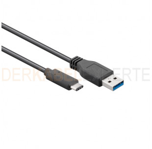 USB 3.0 Kabel, C - A stecker, Schwarz, 1m