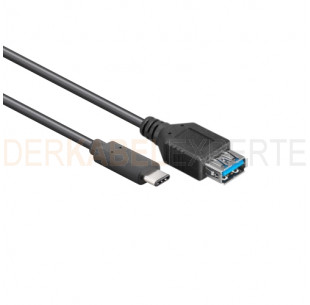 USB 3.0 Kabel, C - A buchse, Schwarz, 0.15m