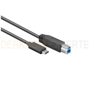 USB 3.1 Gen2 Kabel, C - B, Schwarz, 1m