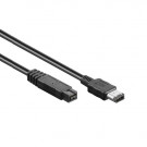 FireWire Kabel, 9-pin - 6-pin, Schwarz, 2m