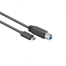 USB 3.0 Kabel, C - B stecker, Schwarz, 1m